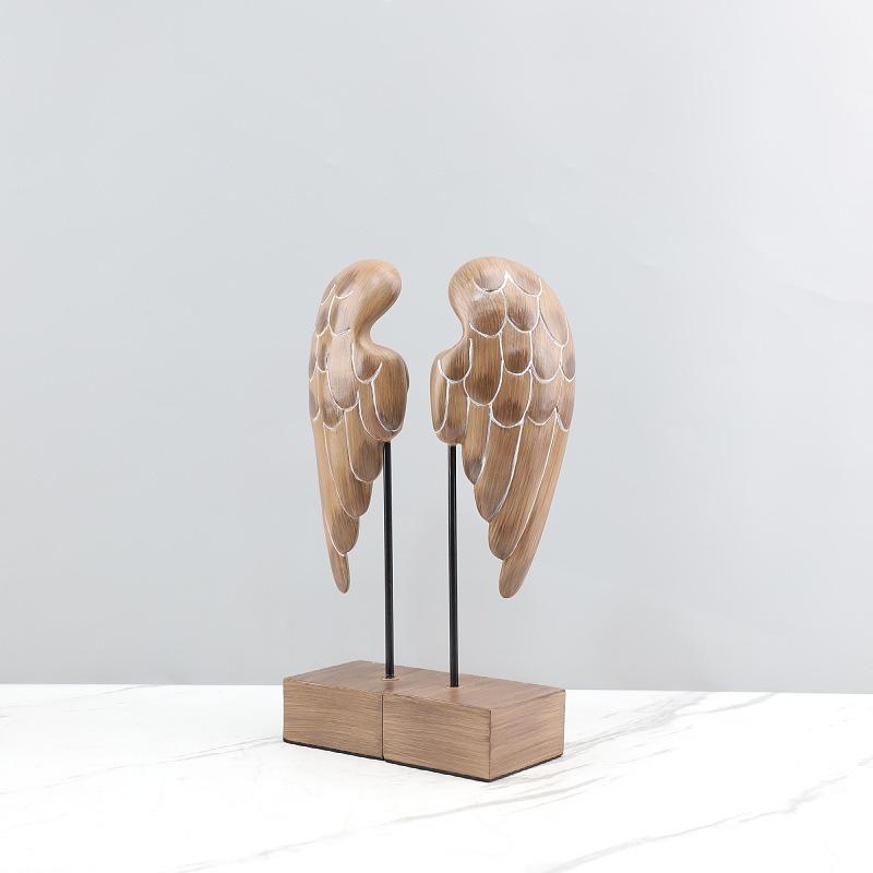 Resin Handicrafts Angel Wings Artistic Decorative Piece Wood Grain Wings Decorative Figurines Home Decoration Accessories