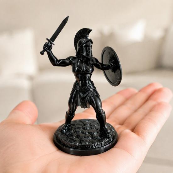 Shield Fighting Pose Ornament 3D Printed Female Gladiator Statue, Spartan Woman Warrior Figurine with Detailed Muscle Armor Shield, Historical Desktop