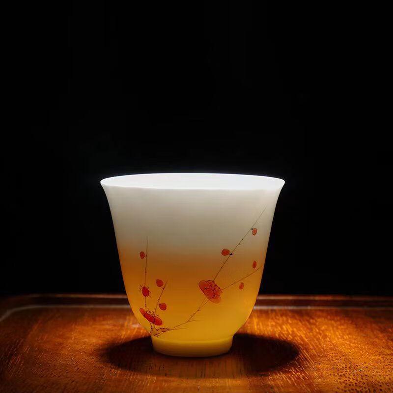 Vintage Hand-painted Mutton Fat Jade Ceramic Kung Fu Tea Set