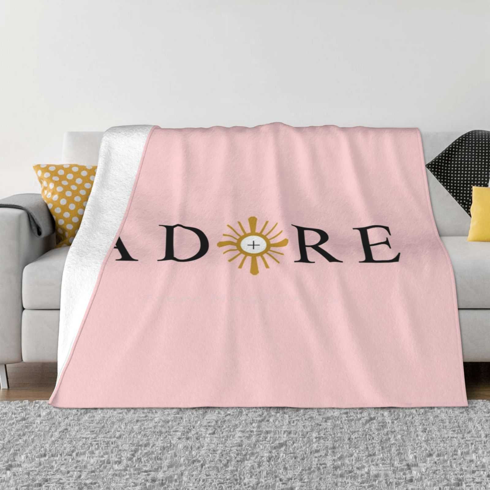 Adore — Catholic Adoration New Selling Custom Print Flannel Soft Blanket Adoration Adore Eucharist Communion Jesus Christ 30x40in