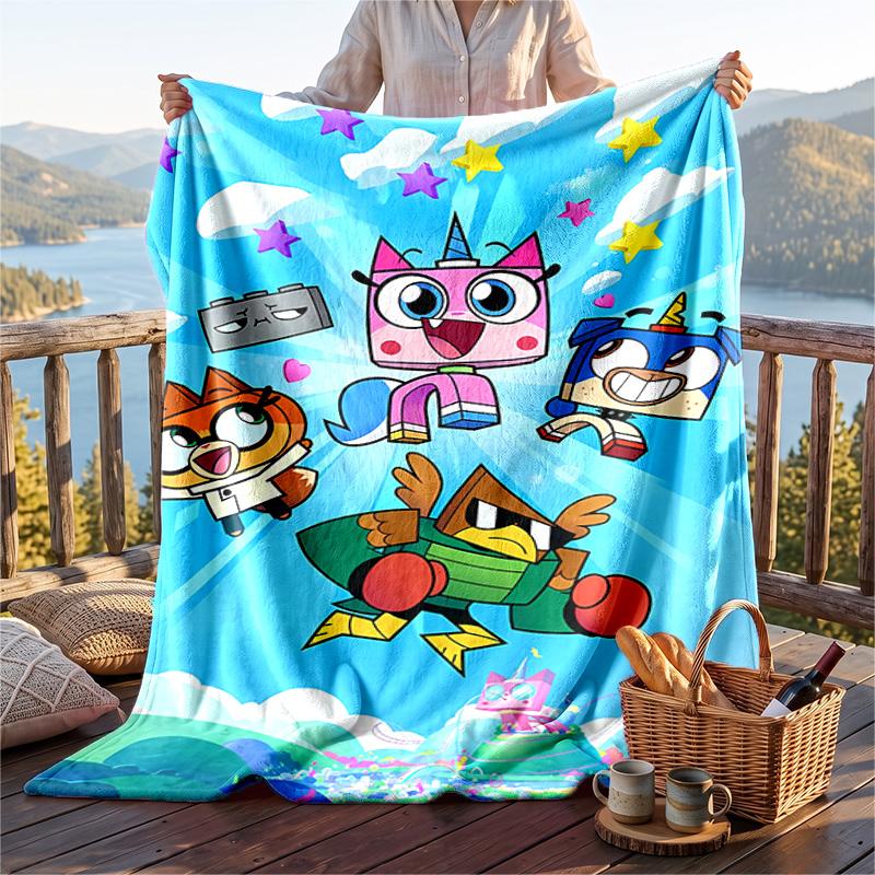 Teplá flanelová deka s motivem Unikitty, lehká a pohodlná přehozová deka pro postel a pohovku