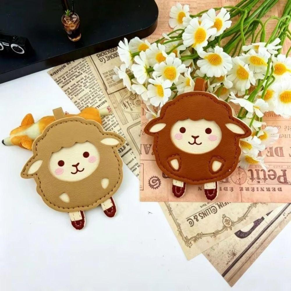 Bag Pendant Sheep Keychain PU Leather Bag Accessory Cartoon PU Leather Pendant  For Backpack