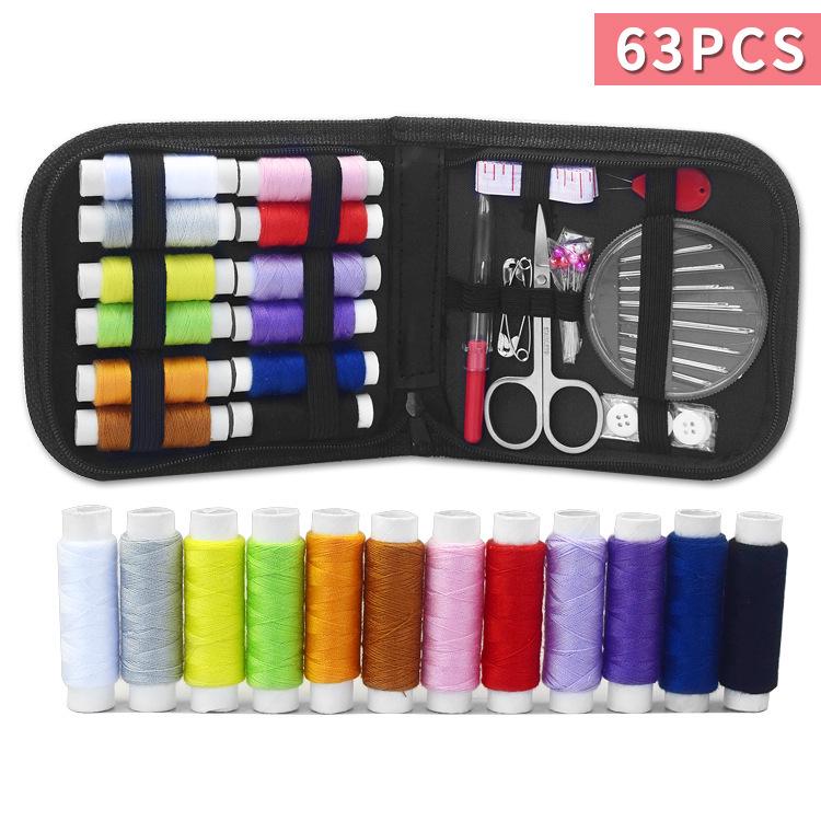 Kit de Costura Portátil de 63 Piezas para el Hogar y Viajes