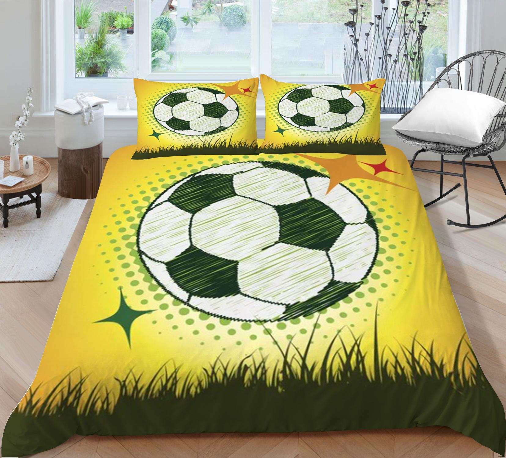 

Футбольное постельное белье для спальни, пододеяльник, наволочка, полноразмерный комплект двуспальной кровати, 2/3 шт. из микрофибры, мягкая домашняя одежда Baby 100x135cm