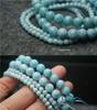 Aquamarine Turtle Shell Bead Bracelet, 4mm & 8mm, Unisex Gift.