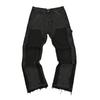 Trendy Wijde Jeans, Gewassen, Slijtageplekken, Patchwork, Unisex Stijl