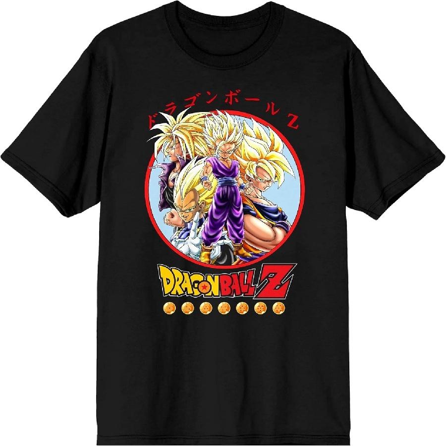 Dragon Ball Z Anime Characters Group Shot Mens Black Graphic Tee Shirt S