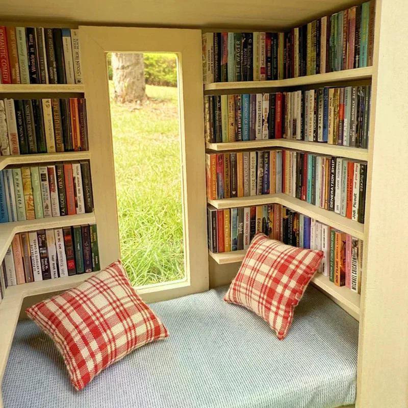 1 Set Miniature Room Decoration Creative Anti-Anxiety Bookshelf Handmade Room Box With Exquisite Wooden Scenes