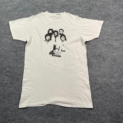 Vintage 70s Frankie Valli And The Four Seasons Band Shirt Medium 19x28 White