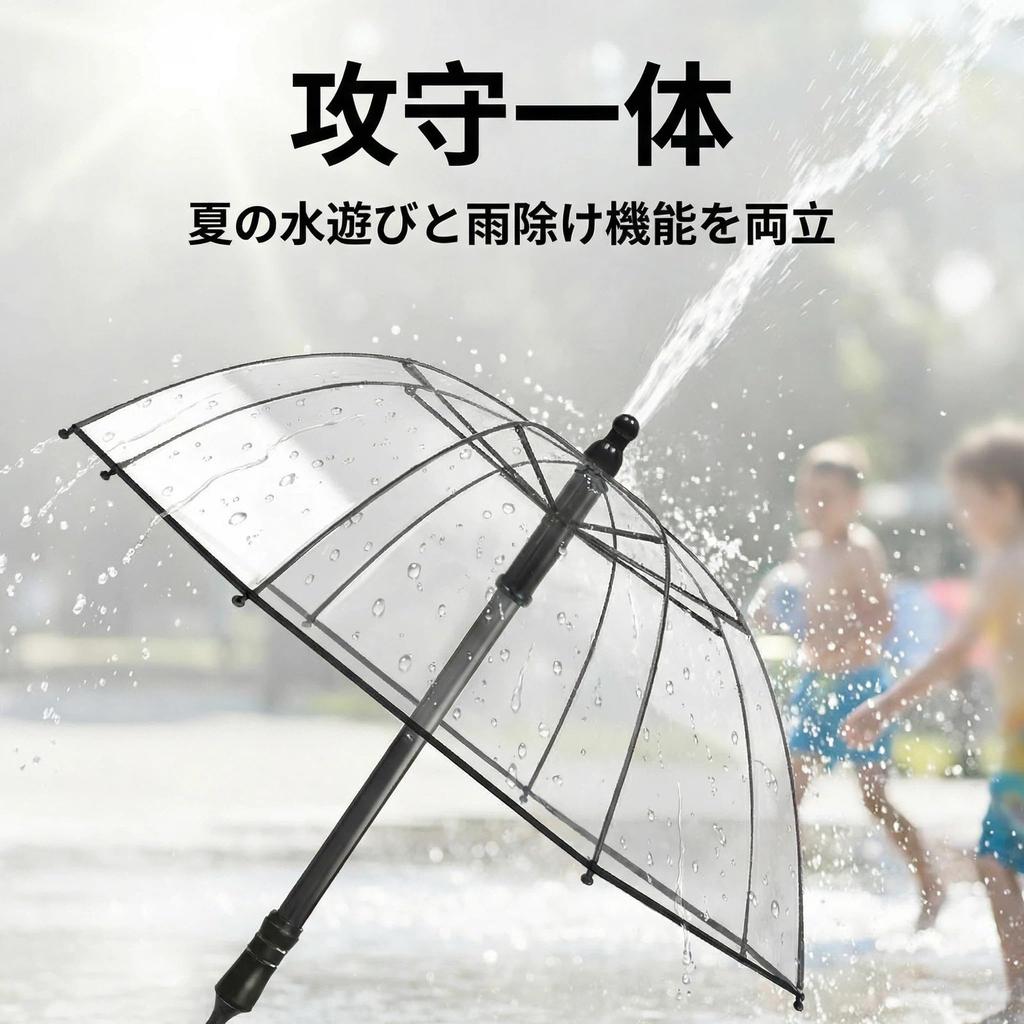 LCBXOOX Transparent Umbrella for Adults and Children, Includes Water Gun, 2-Way Design, Powerful Spray, Anti-Pinch Design, Perfect for Business and