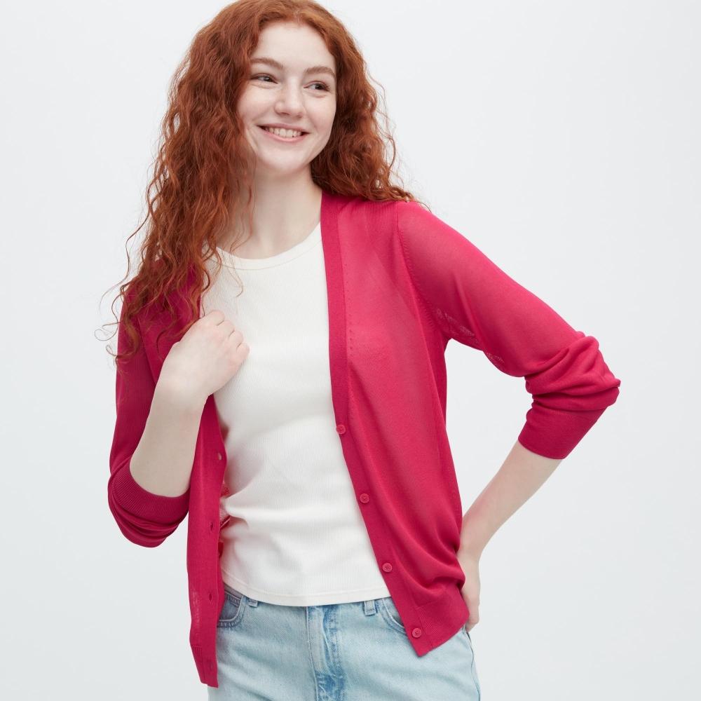 

UNIQLO JAPAN Легкий кардиган с V-образным вырезом и длинными рукавами