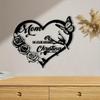 Elegant Memorial Iron Wall Art Rose Heart Weather Resistant Mother Gift Garden Home Decor