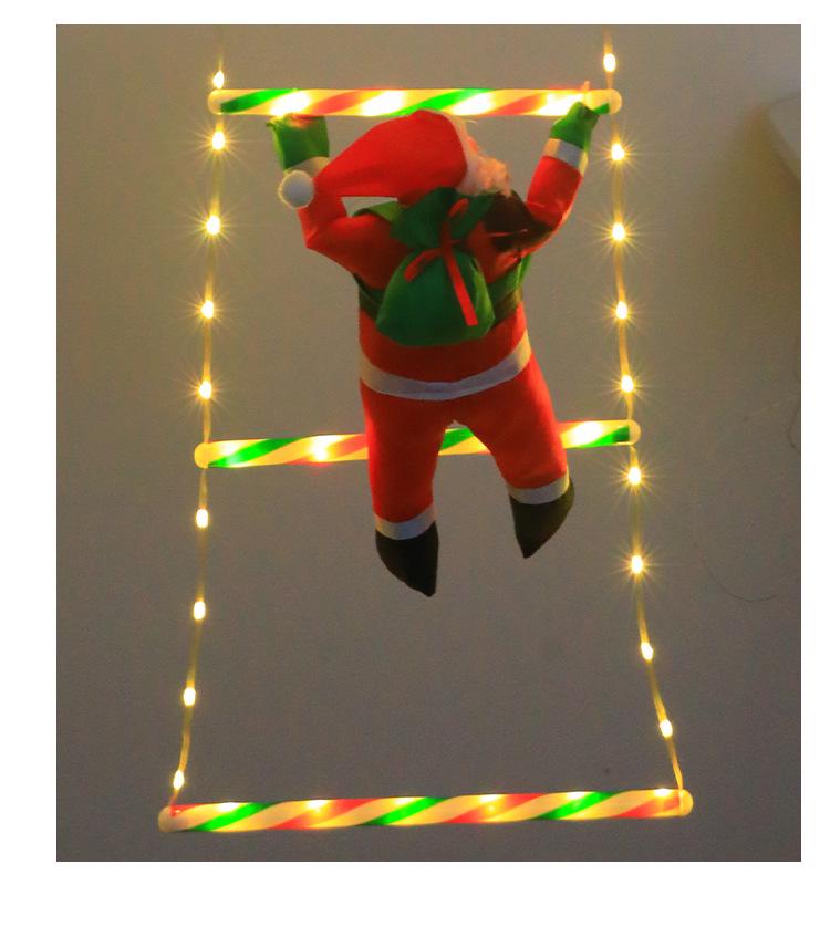 

Santa Claus Climbing Ladder LED Christmas String Lights - Holiday Decorative Hanging Lights Warm White