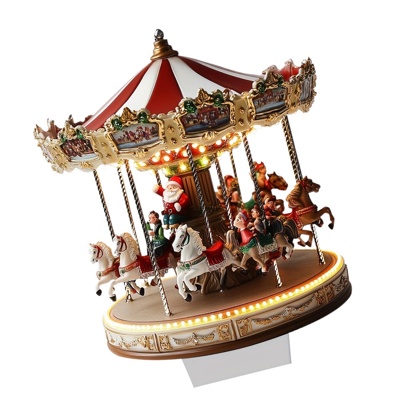 

Двухмерная плоская акриловая рождественская карусель для помещения, настольная табличка с подставкой для праздничного декора на столе или каминной полке