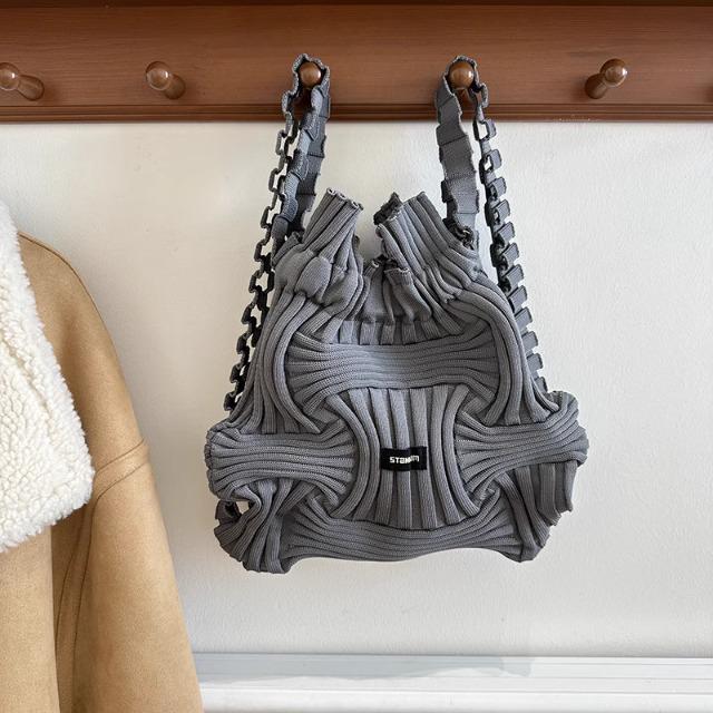 Multifunctional Pleated Elastic Knit Backpack