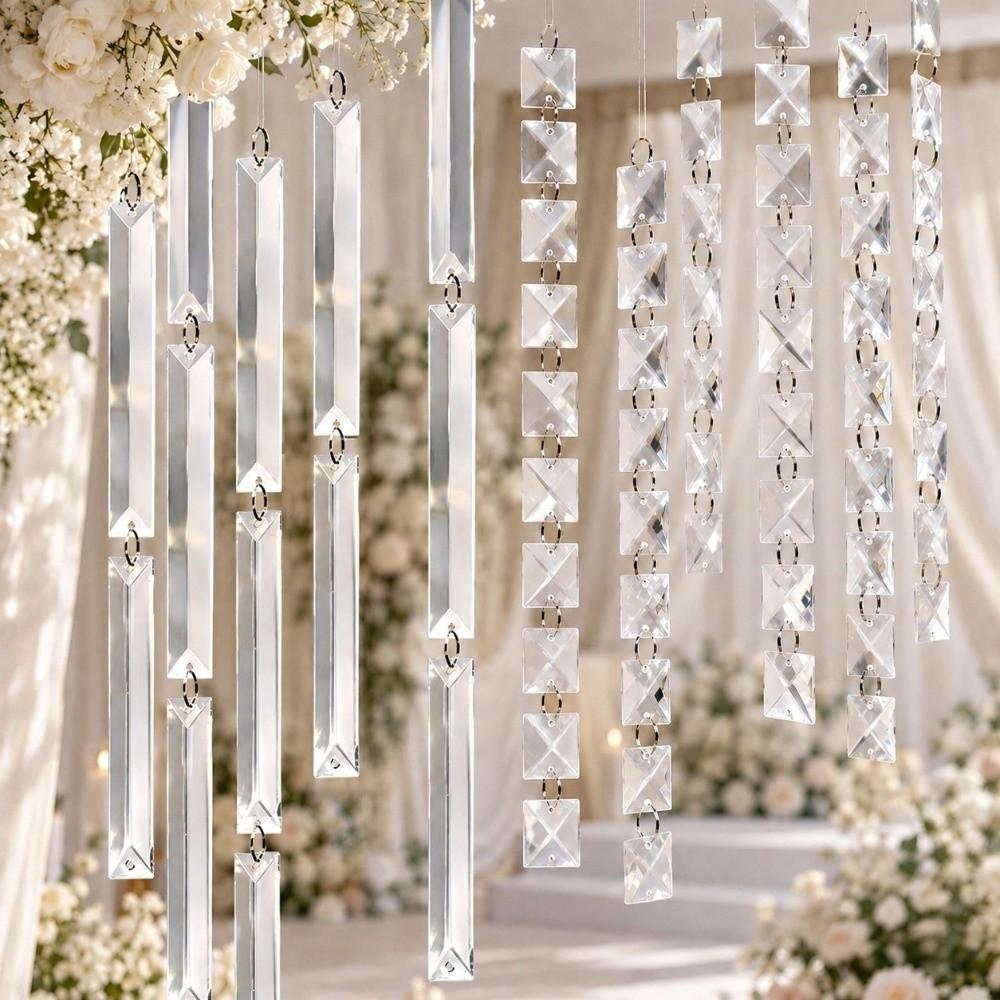 Triangle Chandelier Lamp Prism Clear Acrylic Door Curtain Divider Party Ornament Hotel Lobby Decor