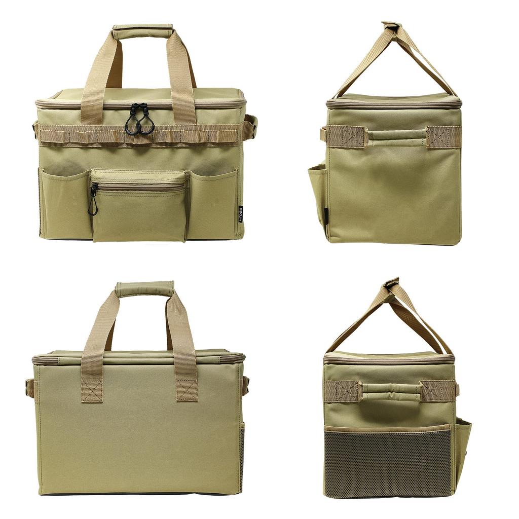 Kakuri Sangyo Multi-Gear Container, Black, Outdoor Camping Storage Box with Dividers, Approx. 240 X 380 X 260mm