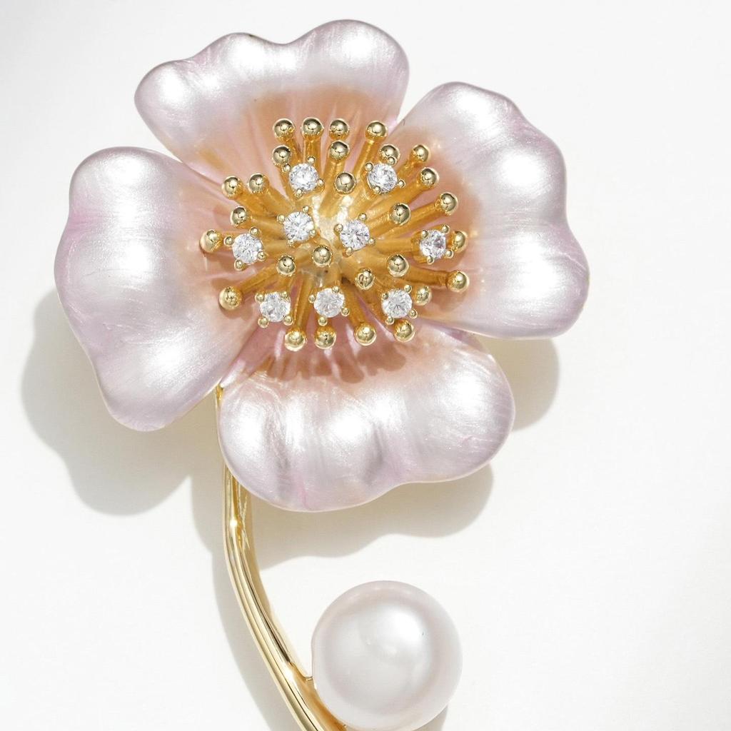 Bo Xin Yun Pink Freshwater Pearl Four-Leaf Clover Brooch
