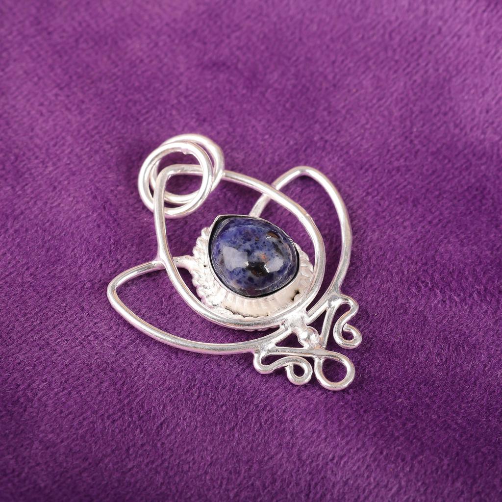 Sodalite Handmade Gemstone Pendant, 925 Solid Sterling Silver Pendant Antique Jewelry, Pendant For Engagement Gift