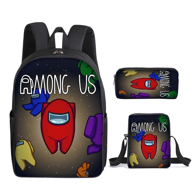 Amongus Space Werewolf School Bag 3PCS Game Merchandise Elementary And Middle School Students Backpack Pencil Bag Satchel