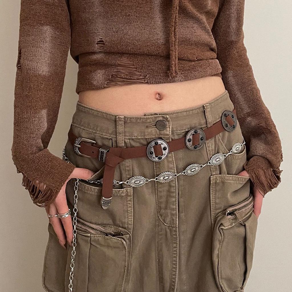 Bohemian Waist Belt for Pants Skirt Pin Buckle Waistband Vintage Carved Buckle Belt for Jeans Pants Waist Accessories