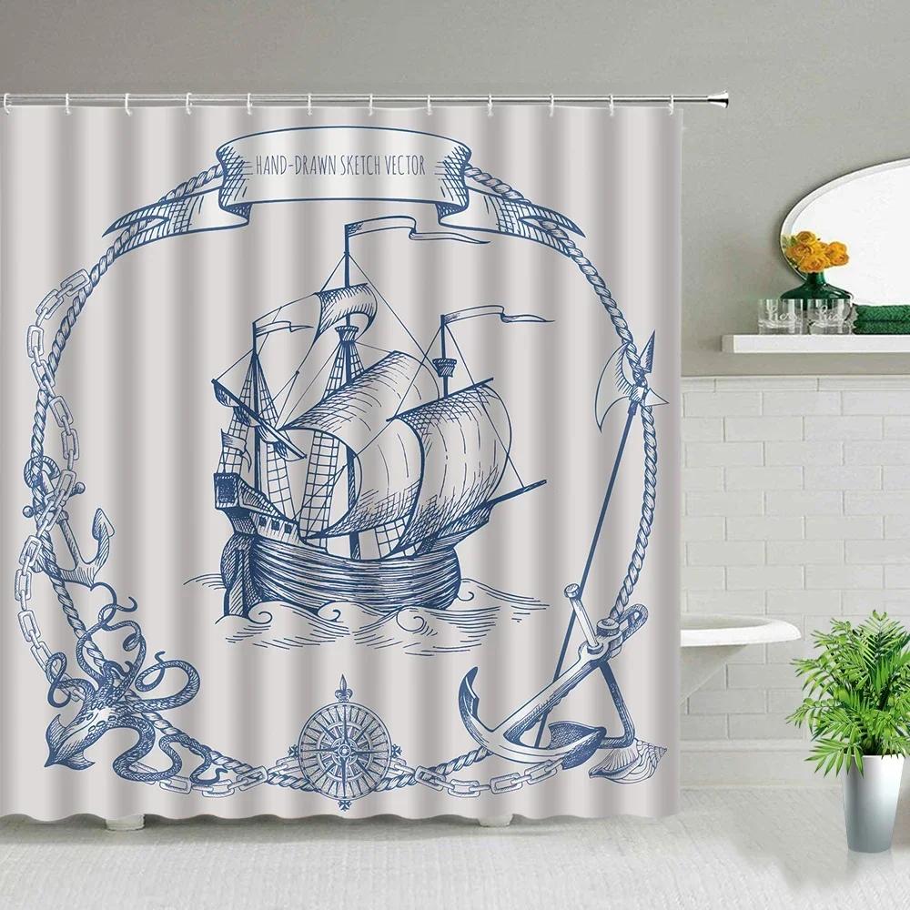 London Big Ben Shower Curtain European Style Red Tram Telephone Hall Scenery Old Newspaper Bath Screen Bathroom Curtain Box