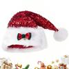 Christmas Hat with Sequins Bow Design Plush Warm Enlarged Thickened Holiday Party Decoration Hats for Women Beanie Winter Hat