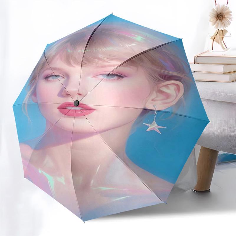 Taylor Swift Themed Automatic Opening and Closing Umbrella, Compact Travel Umbrella, Lightweight and Portable, Suitable for Beach Commuting