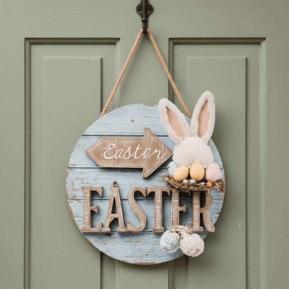 Carrot Door Hanging Ornaments Egg Easter Day Door Decoration Shop Wooden Easter Pendant  Wall