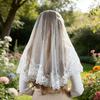 Elegant Russian Bridal Veil Scarf with Cultural Design for Themed Parties Festival Event Polyester Fabric Headcover
