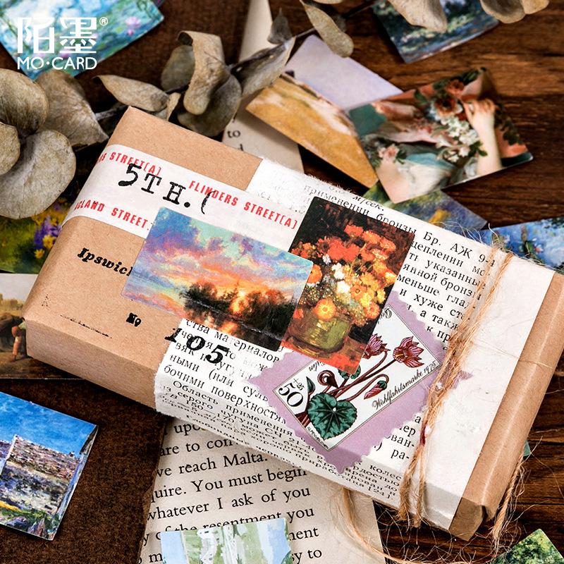 45 Sheets Literary Oil Painting Sealing Stickers, Vintage Exquisite Decor, Journal Envelope Gift Sealing Decals