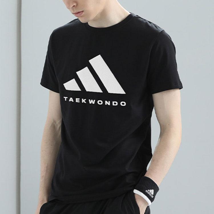 Adidas Printed Logo Knitted Breathable Comfortable Casual Simple Sports Round Neck Short Sleeve T-Shirt Unisex T-Shirts Black White ADICLTS24TKP-BW