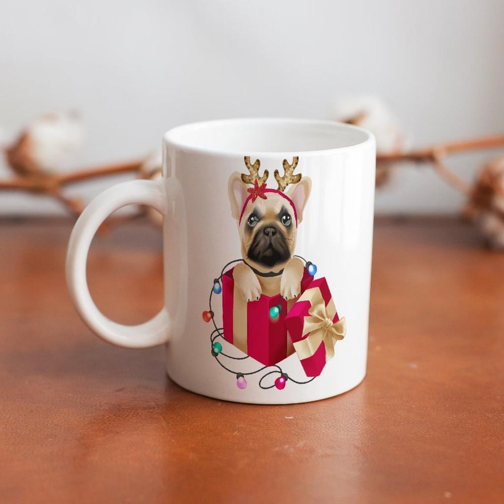 1 Stück 11oz Weiße Keramiktasse mit doppelseitig bedrucktem Kunstwerk Langlebige Kaffeetasse für den täglichen Heim- und Bürogebrauch