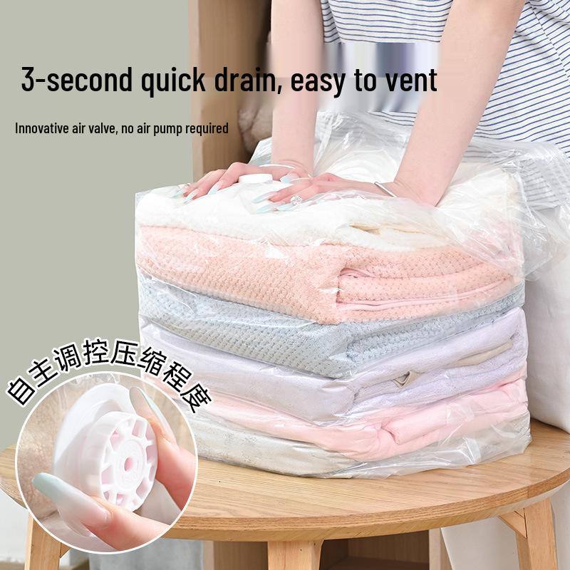 3D Vacuum Compression Storage Bag for Clothes and Quilts - Moisture-Proof Non-Pump Sealed for Home Use Small 40x60 прозрачный 593₽
