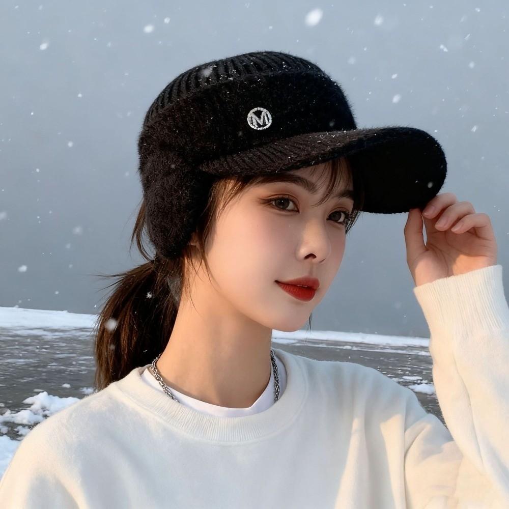 Windproof Knitted Hat Thickened Baseball Cap Fashion Winter Hat for Women