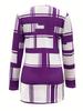 2025 Plus Size Women's Color Block Long Sleeve Zipper Shirt with Digital Print