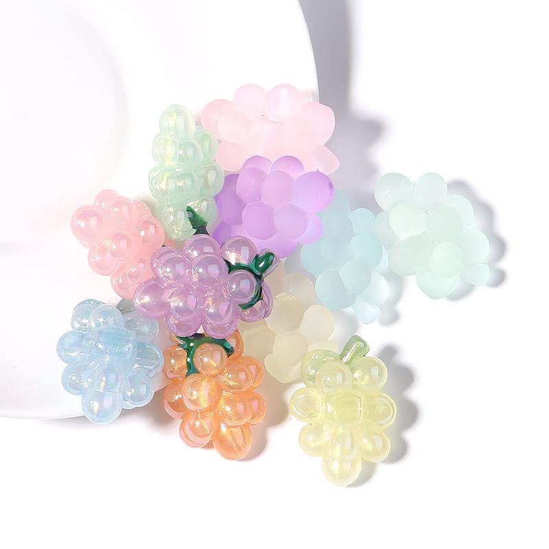 10Pcs Color Acrylic Beads Lovely Grape Shape Loose Spacer Beads for Jewelry Making DIY Bracelet Phone Chain Ornament Accessories