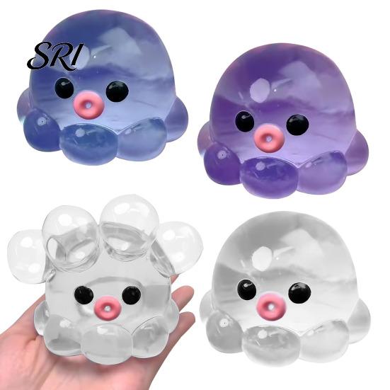 TPR Stress Ball 1/3Pcs Clear Octopus Squeeze Toy Relief Mini Sensory Anxiety Relieving Sea Animal Hand Relaxation Tool Portable