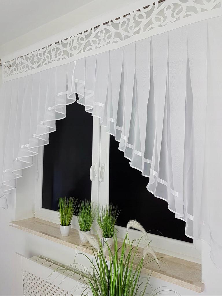 Curtain with openwork panel, white, 200cm