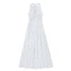 Gentle Wind Striped Bow Neck V-neck Dress Women's Summer Seaside Vacation A-shaped Dress French Temperament Long Dress