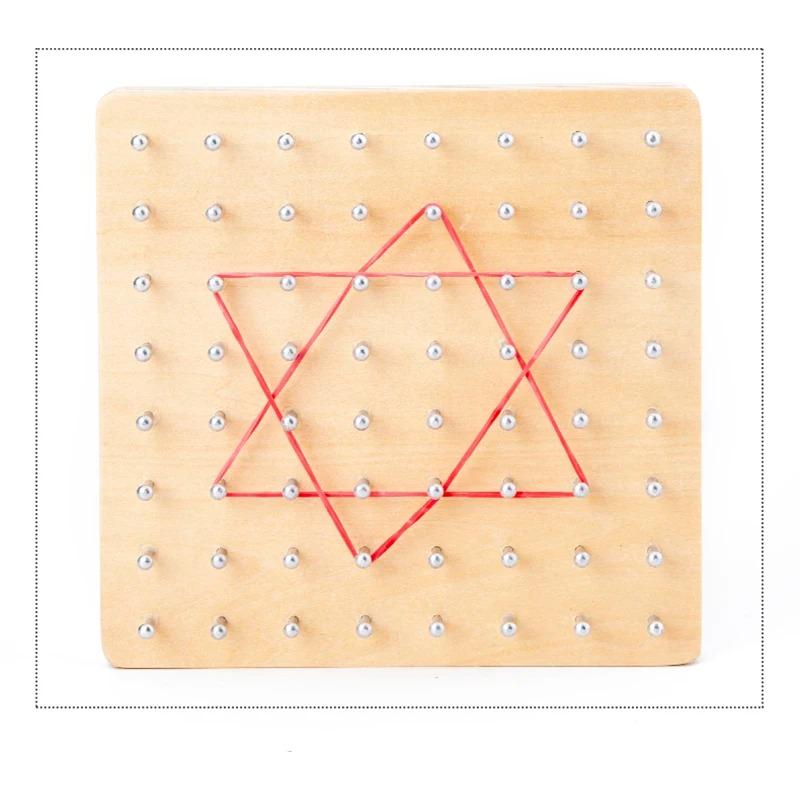 Montessori Baby DIY Puzzle Creative Toy Geometry Graphics Rubber Nail Boards with Cards Math Educational Toys for Children Kids