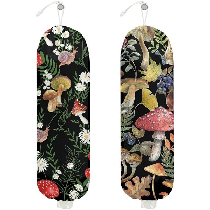 2Pcs Bee Plastic Bag Holder, Wall Mount Grocery Bag Holder for Plastic Bags, Sunflower Reusable Grocery Bags Storage Dispenser for Home Kitchen