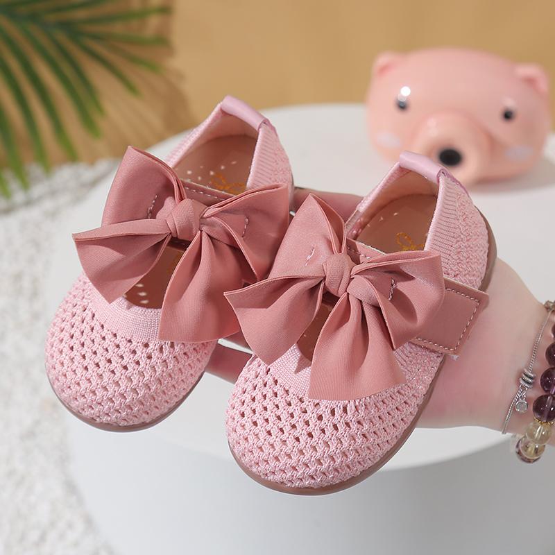 Kleinkind Kinder Prinzessin Schuhe Große Schleifen Flechtwerk Weiche Sohle Mädchen Ballerinas Runde Zehen 2025 Neue Mode Baby Lauflernschuhe Bequem