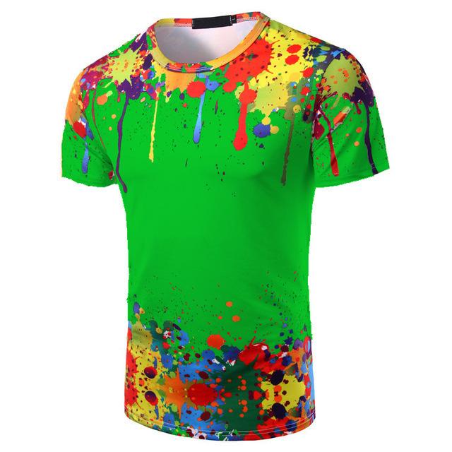 Summer Round Neck 3D Colorful Printed Top Fashionable Casual Short Sleeved Men's T-shirts
