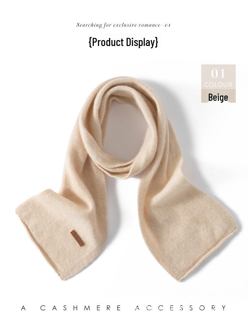 Unisex 35% Cashmere Knit Scarf - Solid Color Neck Warmer