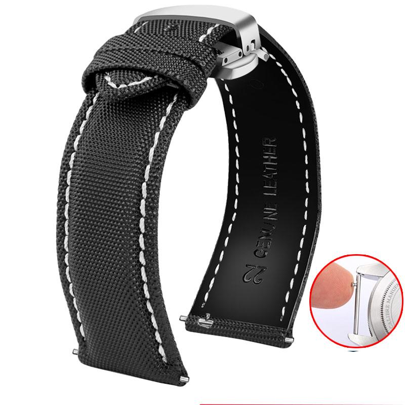 Für Mido Nylon Lederarmband Commander M021 M025 Multifort M005 Tissot CASIO Schwarz Orange TAG Heuer Nylonarmband 20mm 21mm 22mm