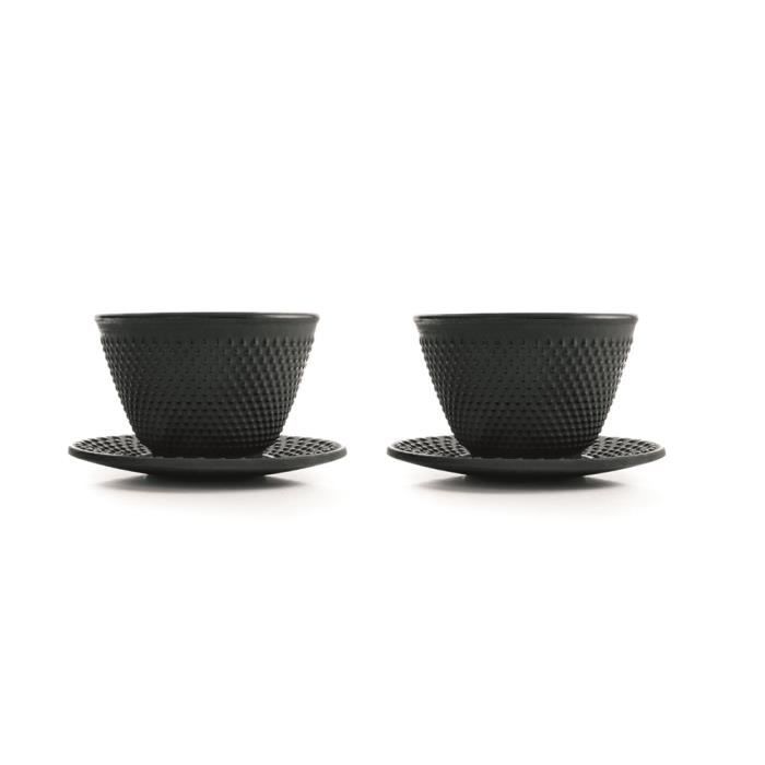 Ibili - ensemble De 2 Tasses Et 2 Soucoupes en Fonte, 0,12 Litre, Intérieur Émaillé