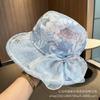 Eugen Yarn Bow Mesh Hat Women's Summer Outdoor Sunshade Sunscreen Hat Casual Breathable Curled Edge Mother Hat