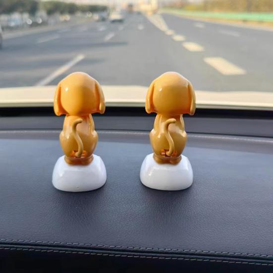 Juguete para Salpicadero de Coche Perro Solar Yousheng, Figura de Cachorro Amarillo Asintiendo, Juguete de Balanceo Automático para Escritorio de Oficina, Decoración de Animal Lindo con Energía Solar para
