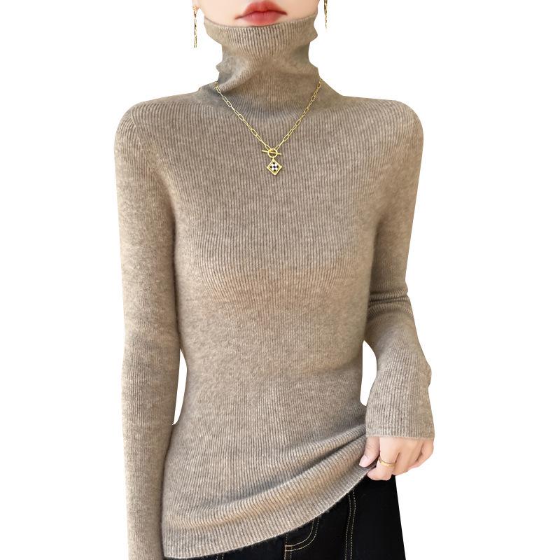 Women's Seamless Slimming Turtleneck Knitwear - Autumn & Winter Velvet Base Layer Sweater.